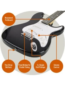 Rocket Full Size 4/4 Electric Guitar Ultimate Kit With 10W Amp - 6 Months FREE Lessons - Black 10 Rocket Full Size 4/4 Electric Guitar Ultimate Kit With 10W Amp - 6 Months FREE Lessons - Black -Digital Station N6CT3 SQ4 0000000099 N A SLd1