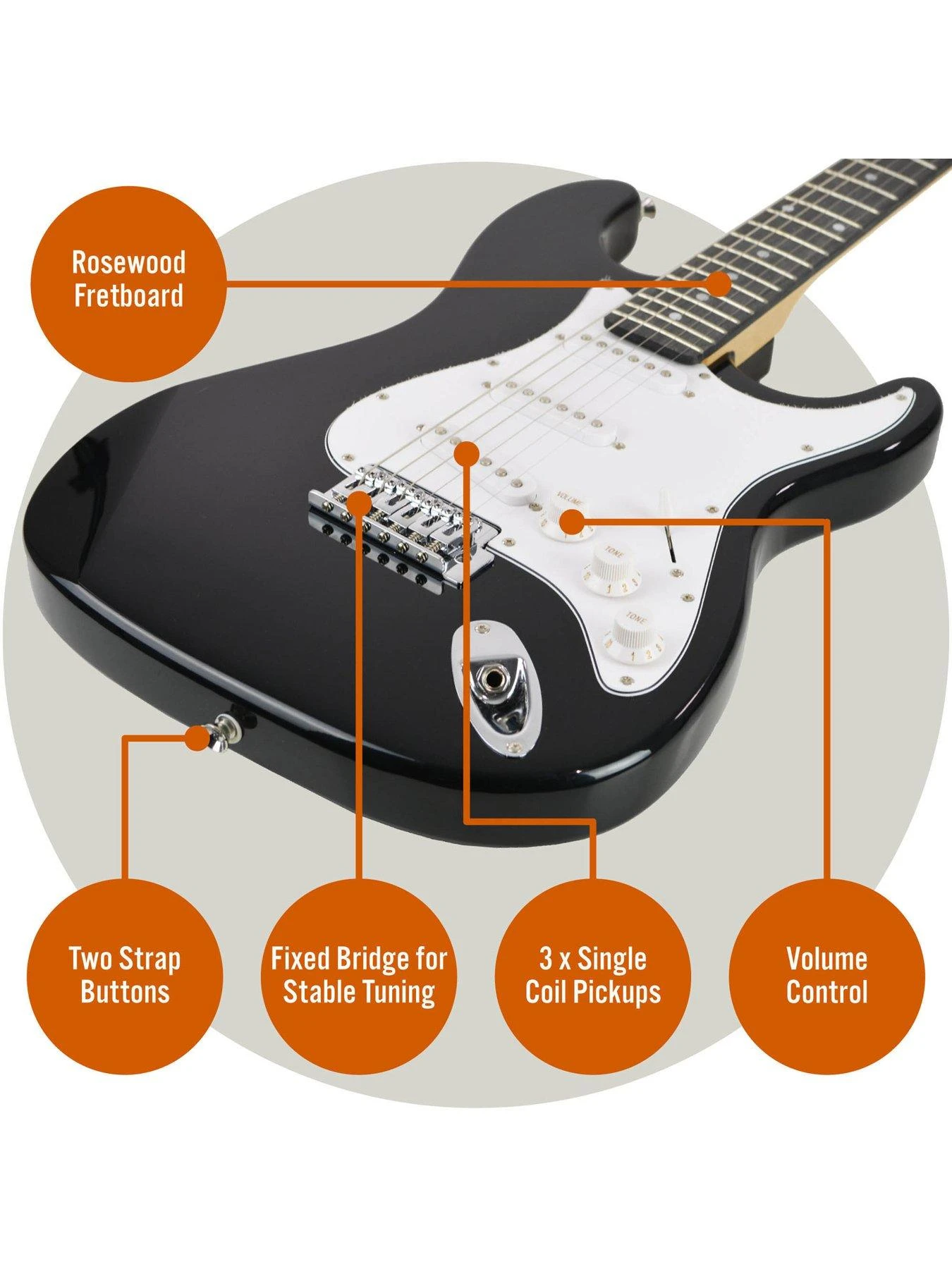 Rocket Full Size 4/4 Electric Guitar Ultimate Kit With 10W Amp - 6 Months FREE Lessons - Black 4 Rocket Full Size 4/4 Electric Guitar Ultimate Kit With 10W Amp - 6 Months FREE Lessons - Black - Image 4