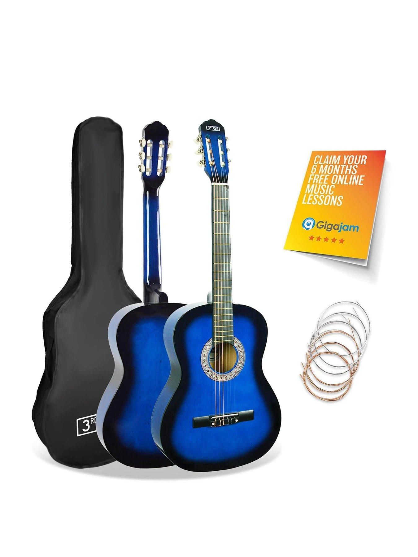 3rd Avenue 3/4 Size Kids Classical Guitar Beginner Bundle - 6 Months FREE Lessons - Blueburst 1 3rd Avenue 3/4 Size Kids Classical Guitar Beginner Bundle - 6 Months FREE Lessons - Blueburst