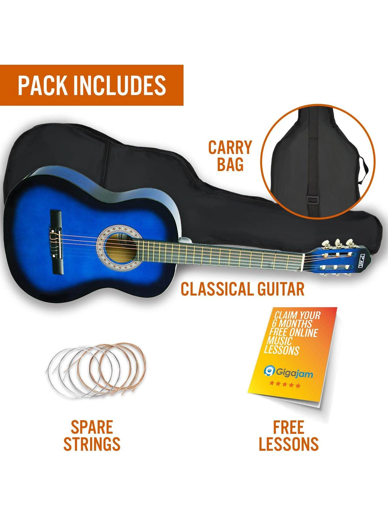 3rd Avenue 3/4 Size Kids Classical Guitar Beginner Bundle - 6 Months FREE Lessons - Blueburst 3 3rd Avenue 3/4 Size Kids Classical Guitar Beginner Bundle - 6 Months FREE Lessons - Blueburst - Image 3