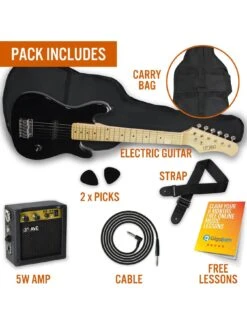3rd Avenue Junior Electric Guitar Pack - Black With Free Online Music Lessons -Digital Station NTC4E SQ3 0000000004 BLACK SLd1