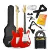 Rocket Full Size Electric Guitar Pack In Red With Free Online Music Lessons