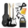 Rocket 3/4 Size Electric Guitar Ultimate Kit With 10W Amp - 6 Months FREE Lessons - Black