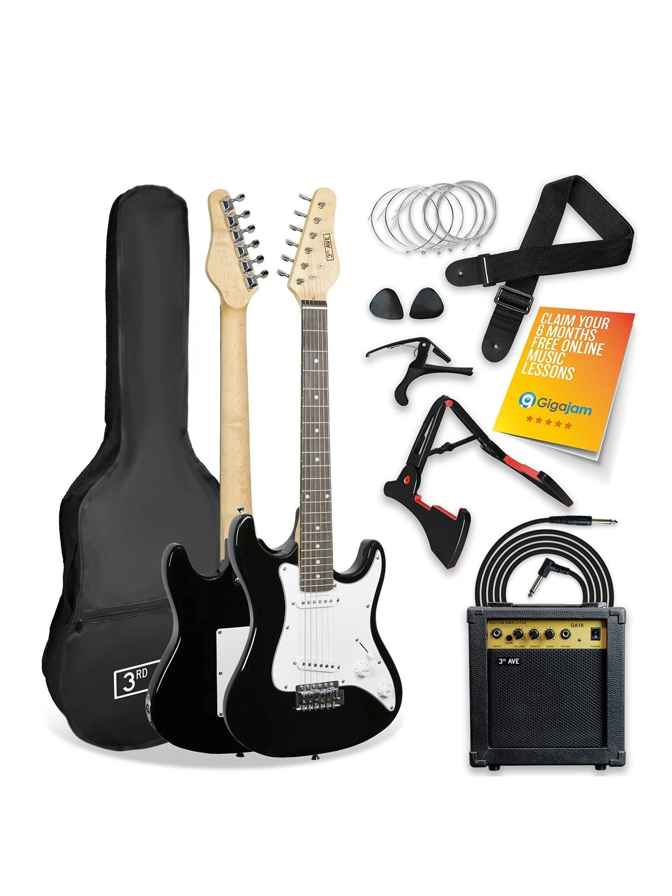Rocket 3/4 Size Electric Guitar Ultimate Kit With 10W Amp - 6 Months FREE Lessons - Black 1 Rocket 3/4 Size Electric Guitar Ultimate Kit With 10W Amp - 6 Months FREE Lessons - Black