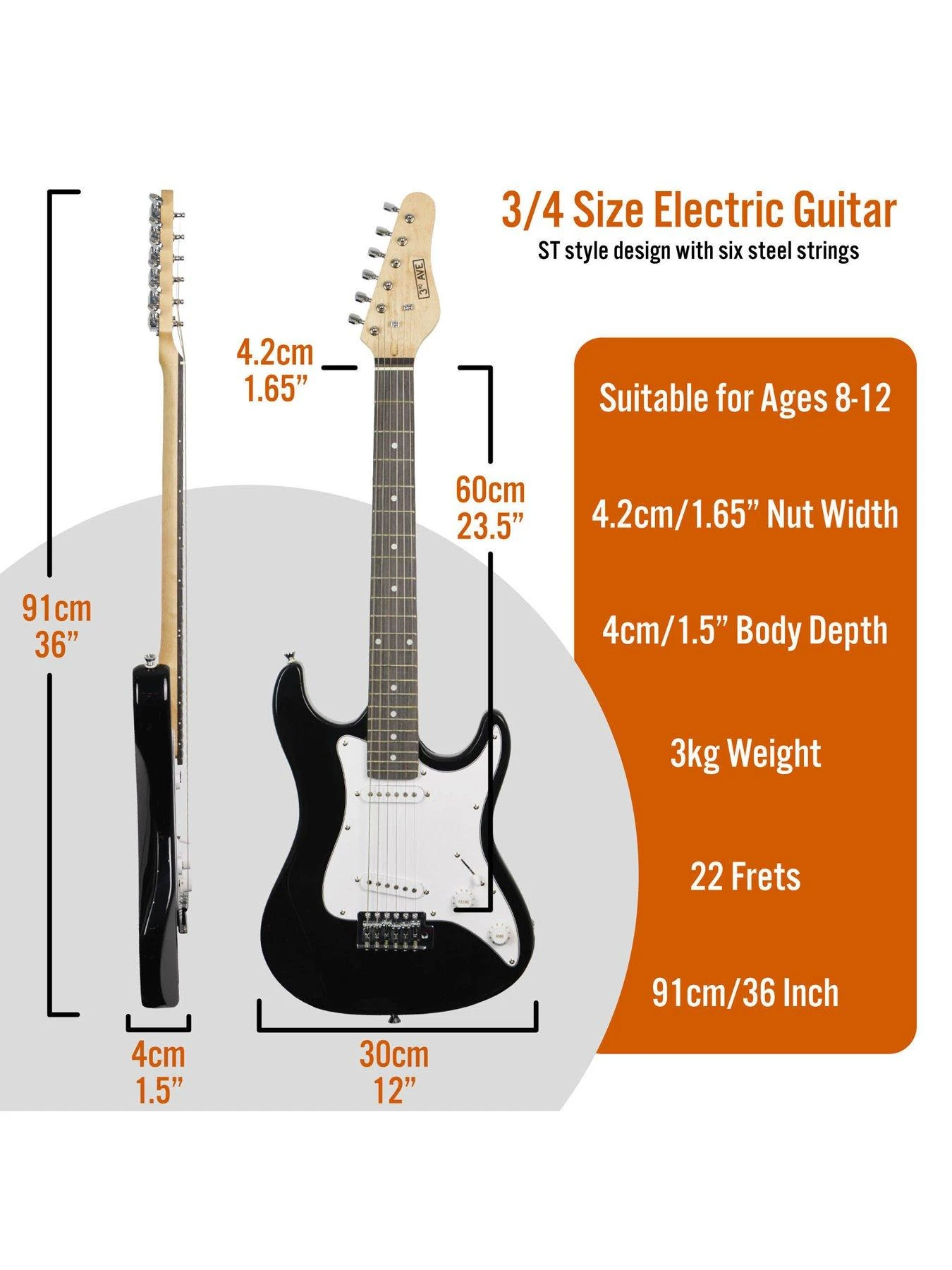 Rocket 3/4 Size Electric Guitar Ultimate Kit With 10W Amp - 6 Months FREE Lessons - Black 2 Rocket 3/4 Size Electric Guitar Ultimate Kit With 10W Amp - 6 Months FREE Lessons - Black - Image 2