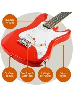 Rocket 3/4 Size Electric Guitar Ultimate Kit With 10W Amp - 6 Months FREE Lessons - Red -Digital Station NTC4H SQ4 0000000017 RED SLd1