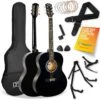 3rd Avenue Full Size 4/4 Acoustic Guitar Pack For Beginners - 6 Months FREE Lessons - Black