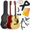 3rd Avenue Full Size 4/4 Acoustic Guitar Pack For Beginners - 6 Months FREE Lessons - Natural