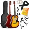 3rd Avenue Full Size 4/4 Acoustic Guitar Pack For Beginners - 6 Months FREE Lessons - Sunburst