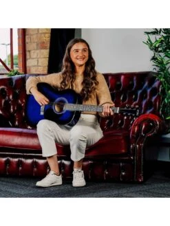 3rd Avenue Full Size 4/4 Acoustic Guitar Pack For Beginners - 6 Months FREE Lessons - Blueburst -Digital Station Q7DRU SQ7 0000014745 BLUEBURST SLd1