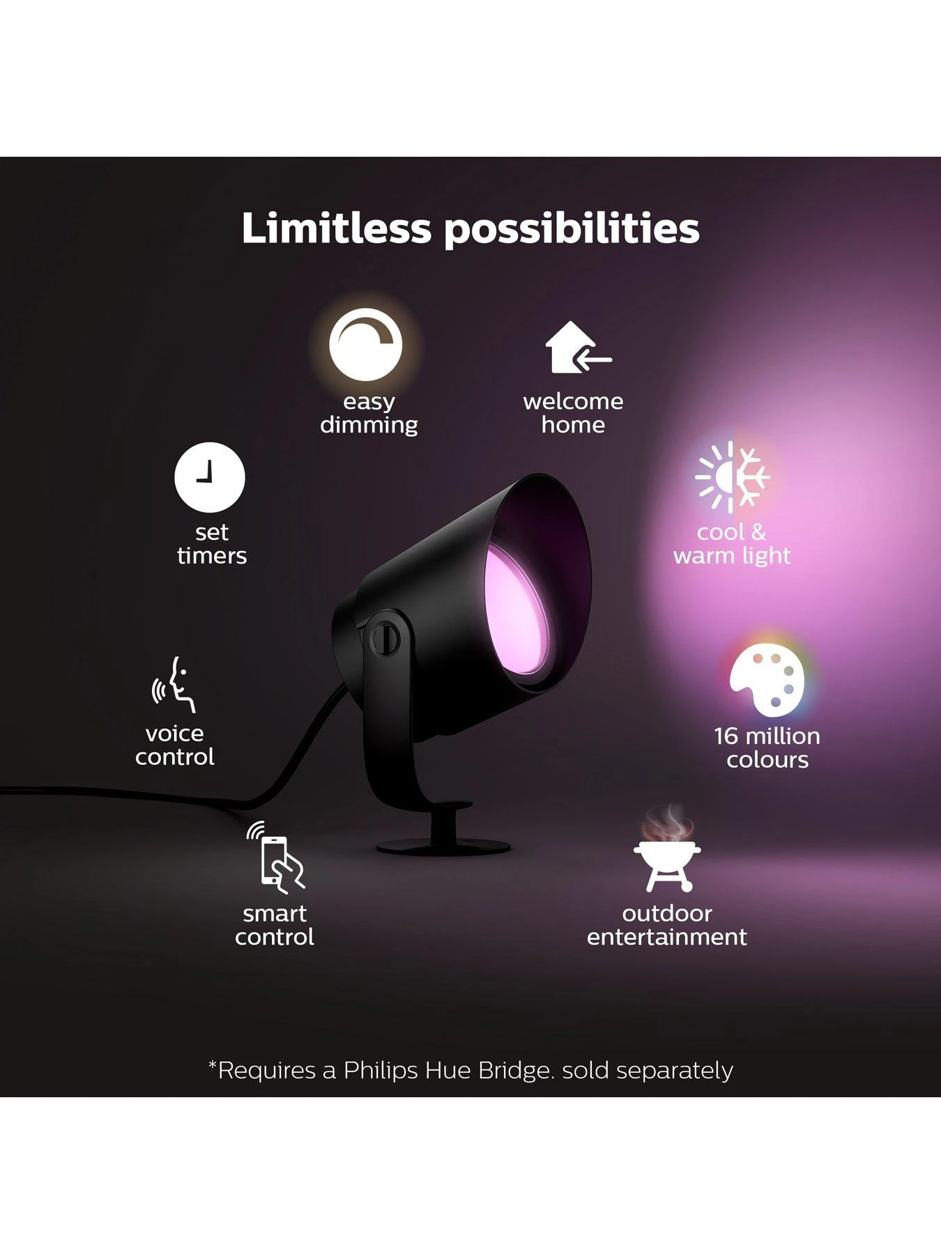 Philips Hue Hue Lily White And Colour Ambiance Outdoor Smart Spotlight Base Kit And XL Extension 3 Philips Hue Hue Lily White And Colour Ambiance Outdoor Smart Spotlight Base Kit And XL Extension - Image 3
