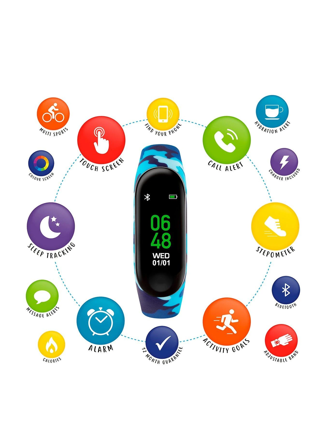 Tikkers Activity Tracker Digital Dial Bright Blue Silicone Strap Kids Watch 2 Tikkers Activity Tracker Digital Dial Bright Blue Silicone Strap Kids Watch - Image 2