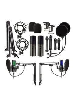 STRMD USB Podcast Super Kit, Two USB Cardioid Microphones, Shock Mounts, Scissor Stands & Pop Filters