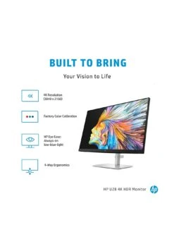 HP U28 4K 28in Monitor - 4K UHD, HDR. Factory Calibrated Colour, USB-C Docking, 65W Charging -Digital Station RLYKW SQ3 0000000035 SILVER SLa