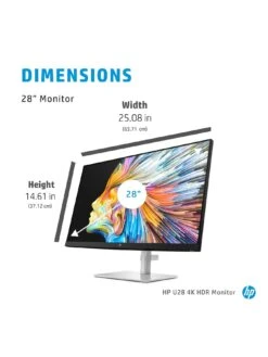 HP U28 4K 28in Monitor - 4K UHD, HDR. Factory Calibrated Colour, USB-C Docking, 65W Charging -Digital Station RLYKW SQ5 0000000035 SILVER SLd1