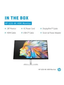 HP U28 4K 28in Monitor - 4K UHD, HDR. Factory Calibrated Colour, USB-C Docking, 65W Charging -Digital Station RLYKW SQ6 0000000035 SILVER SLd2