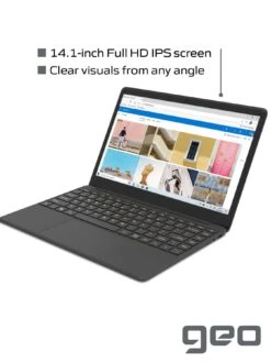 Geo GeoBook 140 14-inch HD Windows 10 Laptop, Intel Celeron Dual Core, 4GB RAM, 64GB Storage With Optional Norton 360 (1 Year) -Digital Station RNFEG SQ6 0000000004 BLACK SLd2