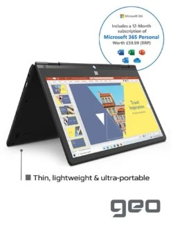 Geo GeoFlex 110 11.6-inch HD Convertible Windows 10 Laptop With Touchscreen, Intel Celeron Dual Core, 4GB RAM, 64GB Storage With Optional Norton 360 (1 Year) -Digital Station RNFEJ SQ6 0000000004 BLACK SLd2