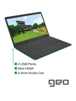 Geo GeoBook 140 Minecraft Laptop - 14 Inch HD, Intel Celeron, 4GB RAM, 64GB Storage, Microsoft 365 Personal Included - Green -Digital Station RNFER SQ3 0000000047 GREEN SLa