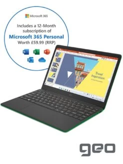Geo GeoBook 140 Minecraft Laptop - 14 Inch HD, Intel Celeron, 4GB RAM, 64GB Storage, Microsoft 365 Personal Included - Green -Digital Station RNFER SQ4 0000000047 GREEN SLd