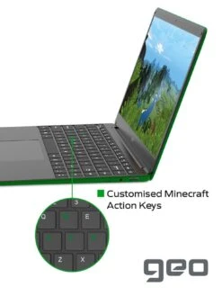 Geo GeoBook 140 Minecraft Laptop - 14 Inch HD, Intel Celeron, 4GB RAM, 64GB Storage, Microsoft 365 Personal Included - Green -Digital Station RNFER SQ5 0000000047 GREEN SLd1