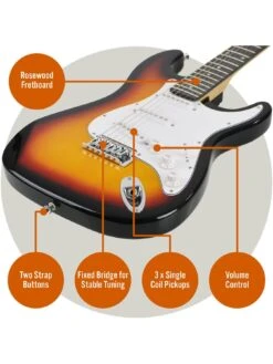 3rd Avenue Full Size 4/4 Electric Guitar Ultimate Kit With 10W Amp - 6 Months FREE Lessons -  Sunburst -Digital Station TATL7 SQ4 0000000099 N A SLd2