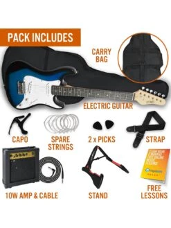 3rd Avenue 3/4 Size Electric Guitar Ultimate Kit With 10W Amp - 6 Months FREE Lessons - Blueburst -Digital Station TATL9 SQ3 0000000099 N A SLd1