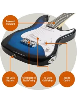 3rd Avenue 3/4 Size Electric Guitar Ultimate Kit With 10W Amp - 6 Months FREE Lessons - Blueburst -Digital Station TATL9 SQ4 0000000099 N A SLd2