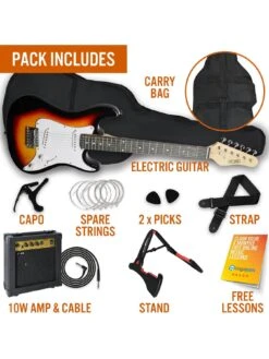 3rd Avenue 3/4 Size Electric Guitar Ultimate Kit With 10W Amp - 6 Months FREE Lessons - Sunburst -Digital Station TATLA SQ3 0000000099 N A SLd1