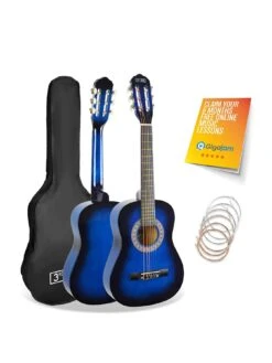 3rd Avenue 1/2 Size Kids Classical Guitar Beginner Bundle - 6 Months FREE Lessons - Blueburst