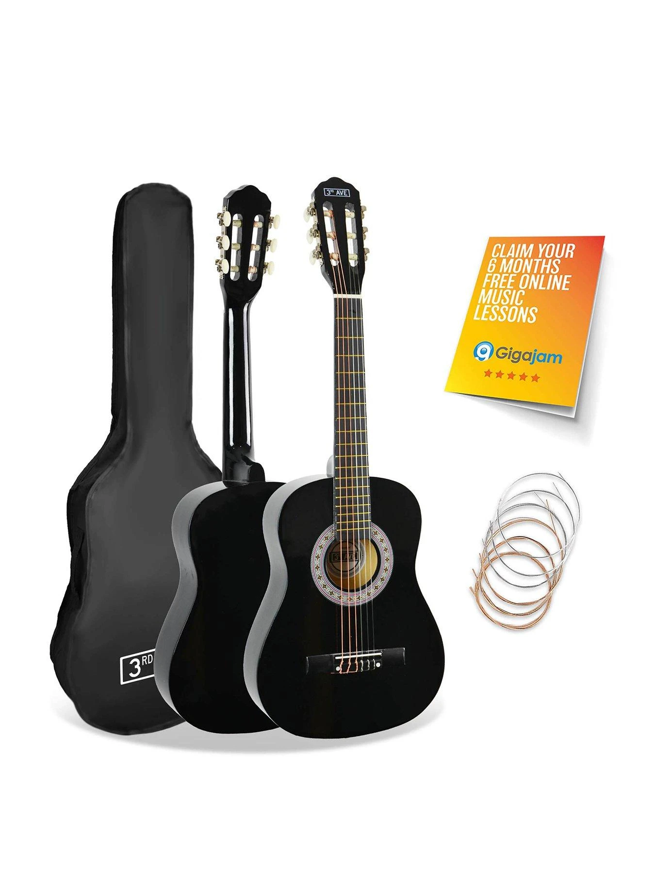 3rd Avenue 1/2 Size Classical Guitar Pack - Black 1 3rd Avenue 1/2 Size Classical Guitar Pack - Black