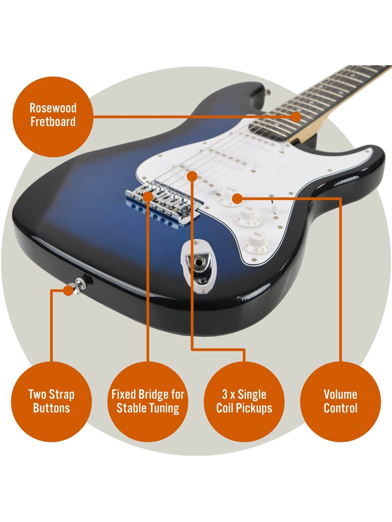 3rd Avenue Full Size 4/4 Electric Guitar Ultimate Kit With 10W Amp - 6 Months FREE Lessons - Blueburst 4 3rd Avenue Full Size 4/4 Electric Guitar Ultimate Kit With 10W Amp - 6 Months FREE Lessons - Blueburst - Image 4