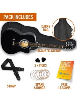 3rd Avenue Cutaway Acoustic Guitar Pack - Black -Digital Station TATMD SQ3 0000000099 N A SLd1