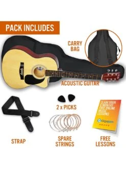 3rd Avenue Cutaway Acoustic Guitar Pack - Natural -Digital Station TATME SQ3 0000000099 N A SLd1