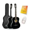 3rd Avenue Full Size 4/4 Classical Guitar Beginner Bundle - 6 Months FREE Lessons - Black