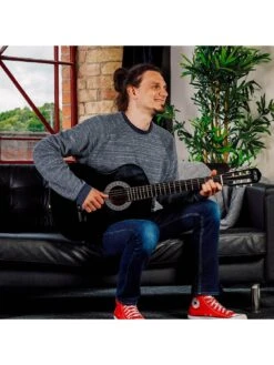 3rd Avenue Full Size 4/4 Classical Guitar Beginner Bundle - 6 Months FREE Lessons - Black -Digital Station TATMH SQ5 0000000099 N A SLd3