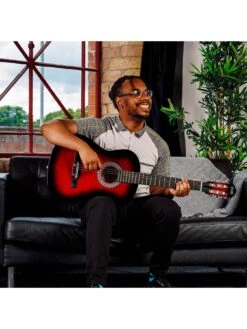 3rd Avenue Full Size 4/4 Classical Guitar Beginner Bundle - 6 Months FREE Lessons - Redburst -Digital Station TATMJ SQ5 0000000099 N A SLd3