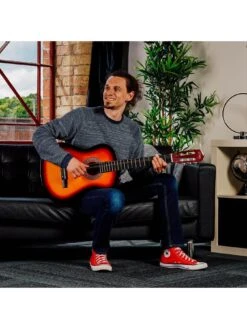 3rd Avenue Full Size 4/4 Classical Guitar Beginner Bundle - 6 Months FREE Lessons - Sunburst -Digital Station TATMK SQ5 0000000099 N A SLd3