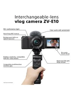 Sony Alpha ZVE10LBDI.EU APS-C Mirrorless Interchangeable-Lens Vlog Camera With 16-50 Mm F/3.5-5.6 Power Zoom Kit Lens (Vari-Angle Screen For Vlogging, 4K Video, Real-time Eye Autofocus) -Digital Station TFKRD SQ4 0000000004 BLACK SLd