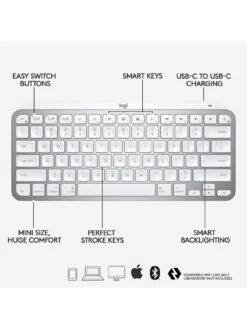 Logitech MX Keys Mini For Mac Minimalist Wireless Illuminated Keyboard - PALE GREY -Digital Station TKPCP SQ6 0000000215 LIGHT GREY SLd2