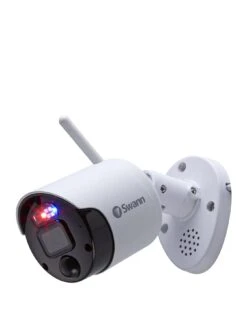 Swann Smart Security 4K Enforcer Wi-Fi NVR CCTV Camera With Controllable Red & Blue Flashing Lights, Spotlights & Sirens - SWNVW-800CAM