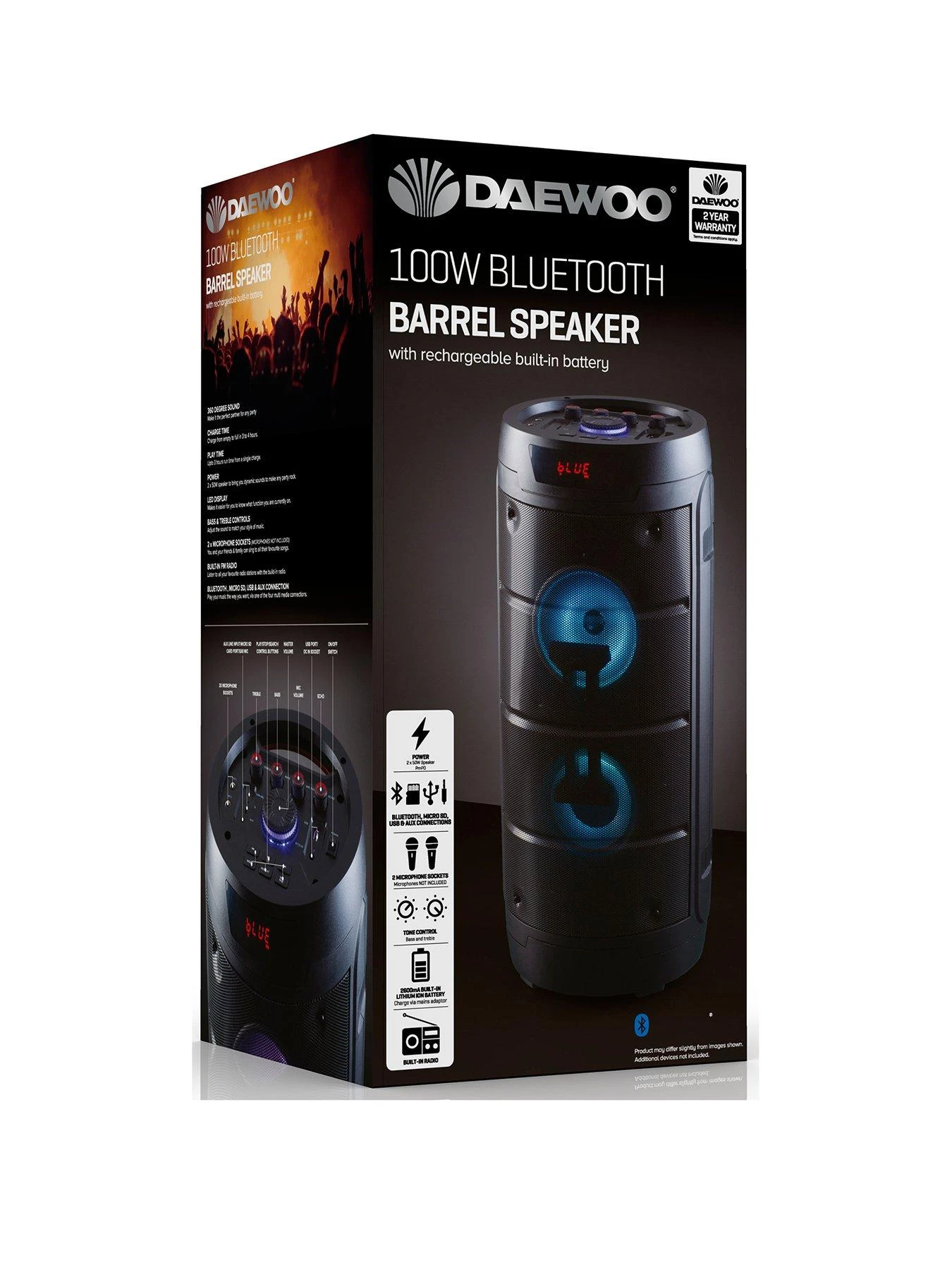 Daewoo 100W Bluetooth Barrel Speaker 2 Daewoo 100W Bluetooth Barrel Speaker - Image 2