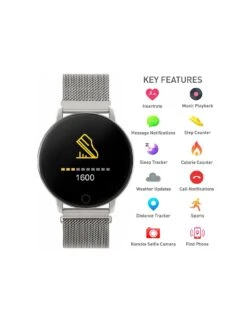 Reflex Active Series 5 Smart Watch With Heart Rate Monitor, Colour Touch Screen And Stainless Steel Mesh Strap -Digital Station URTUL SQ2 0000000035 SILVER SLa