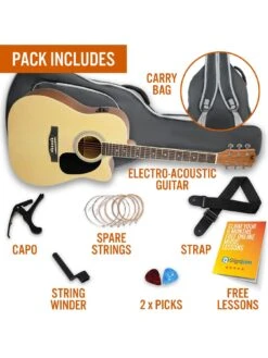 MX Cutaway Electro Acoustic Guitar Pack - Natural -Digital Station UW8FY SQ3 0000000088 NO COLOR SLd1