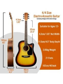 MX Cutaway Electro Acoustic Guitar Pack - Sunburst -Digital Station UW8FZ SQ2 0000000088 NO COLOR SLd