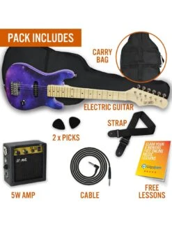 3rd Avenue 3rd Avenue Junior Electric Guitar Pack - Purpleburst -Digital Station UW8G2 SQ3 0000000088 NO COLOR SLd1