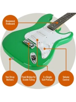 Full Size 4/4 Electric Guitar Ultimate Kit With 10W Amp - 6 Months FREE Lessons -  Green -Digital Station UW8G3 SQ4 0000000088 NO COLOR SLd2