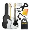 Full Size 4/4 Electric Guitar Ultimate Kit With 10W Amp - 6 Months FREE Lessons - White
