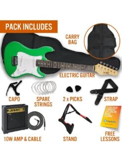 3/4 Size Electric Guitar Ultimate Kit With 10W Amp - 6 Months FREE Lessons - Green -Digital Station UW8G5 SQ3 0000000088 NO COLOR SLd1