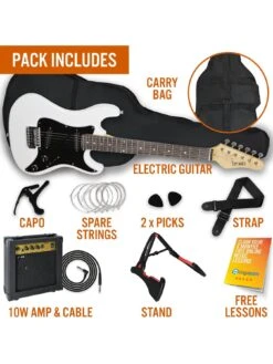 3/4 Size Electric Guitar Ultimate Kit With 10W Amp - 6 Months FREE Lessons - White 8 3/4 Size Electric Guitar Ultimate Kit With 10W Amp - 6 Months FREE Lessons - White -Digital Station UW8G6 SQ3 0000000088 NO COLOR SLd1